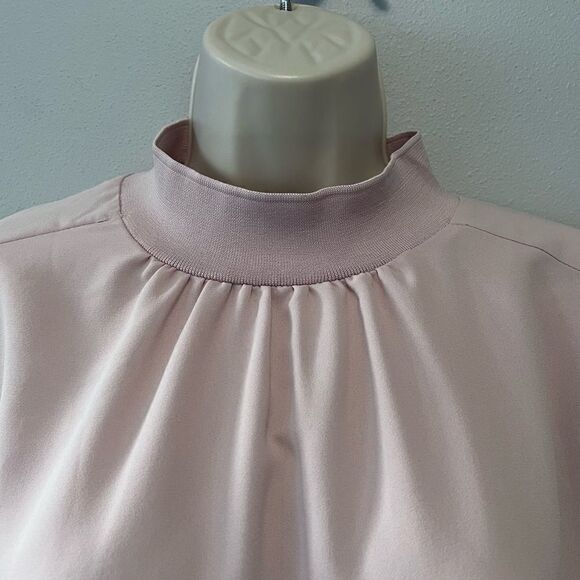 Alfani Pale Pink Long Sleeve Mock Neck Blouse Size L  NWT! - Picture 2 of 11